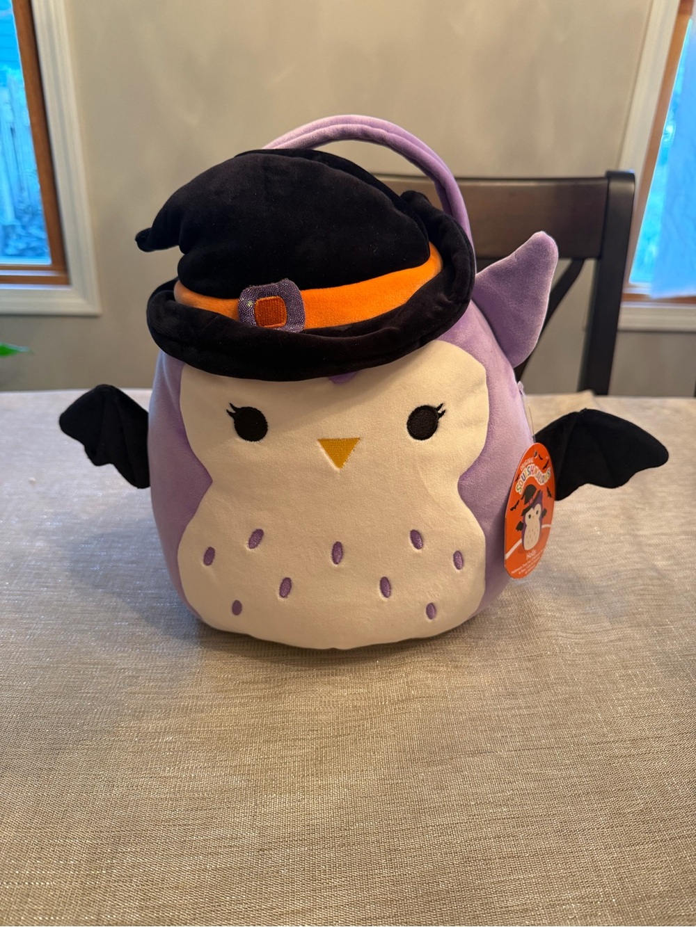 Squishmallows Plush Halloween Owl Bird Treat Bag - Purple & Black